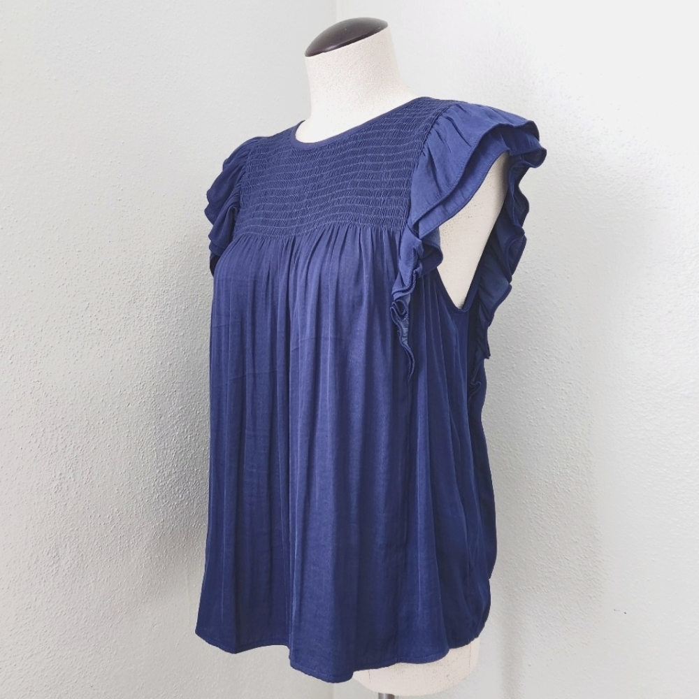 New With Tags Popsugar Navy Ruffle Sleeve Medium